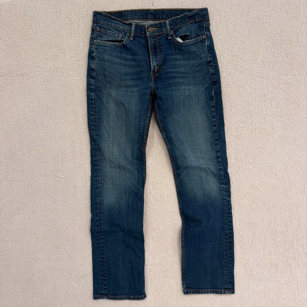 Levi's 514 Jeans Mens 33x32 Straight Fit Dark Wash Blue Denim 5 Pocket Mid Rise